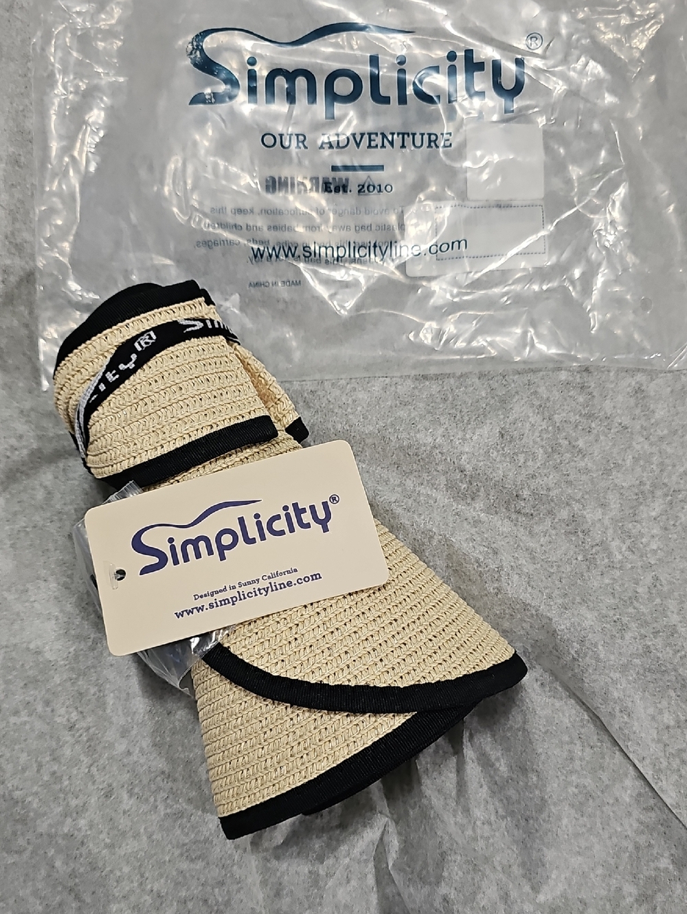 Simplicity Beige Straw Visor with Black Trim